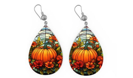 Stained glass Pumpkin Earring Design Earring