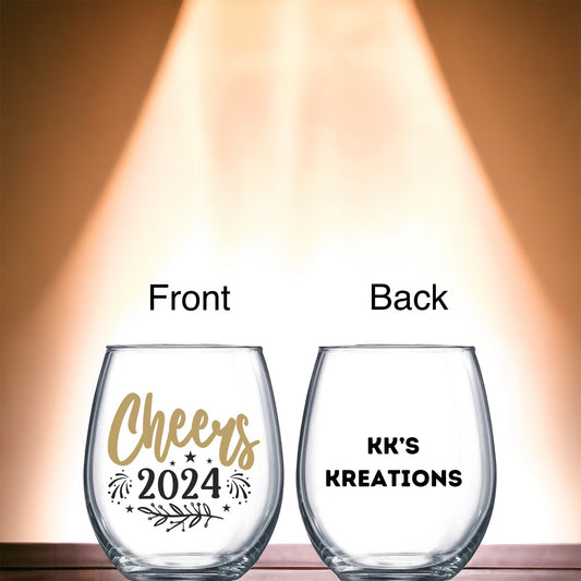 Cheers 2024 wine glass